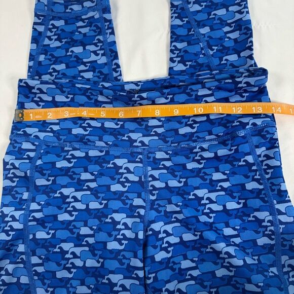 Vineyard Vines Blue Whale Print Performance Leggings Size S Pocket Gym Active - Picture 6 of 11